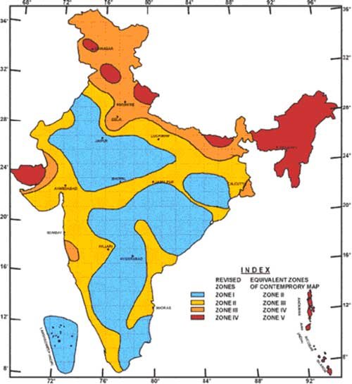 Mapa Sismográfico India, Terremotos